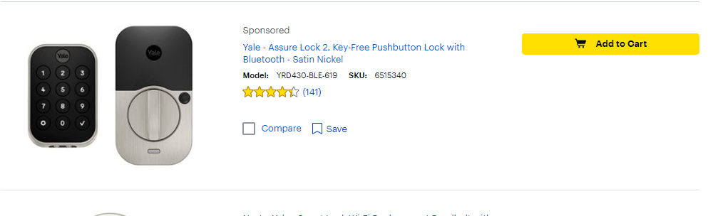 Yale keypad door lock